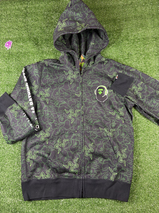 Bape X Razer Neon Camo Full-Zip Hoodie Size 3XL