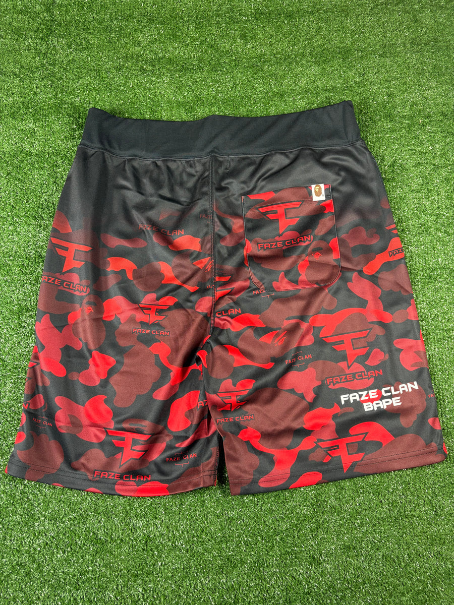 Bape X Faze Clan Red Camo Game Shorts Size XL