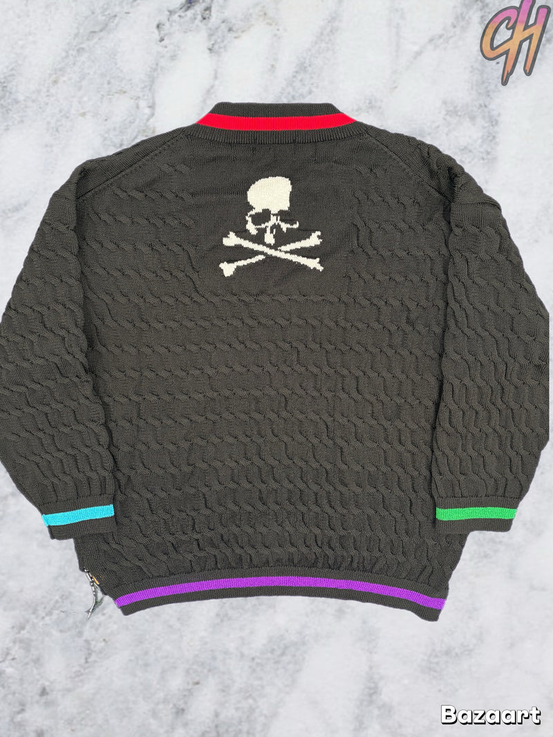 Mastermind World Knitted Black Tennis Cardigan Size Large (MSRP: $1,916)