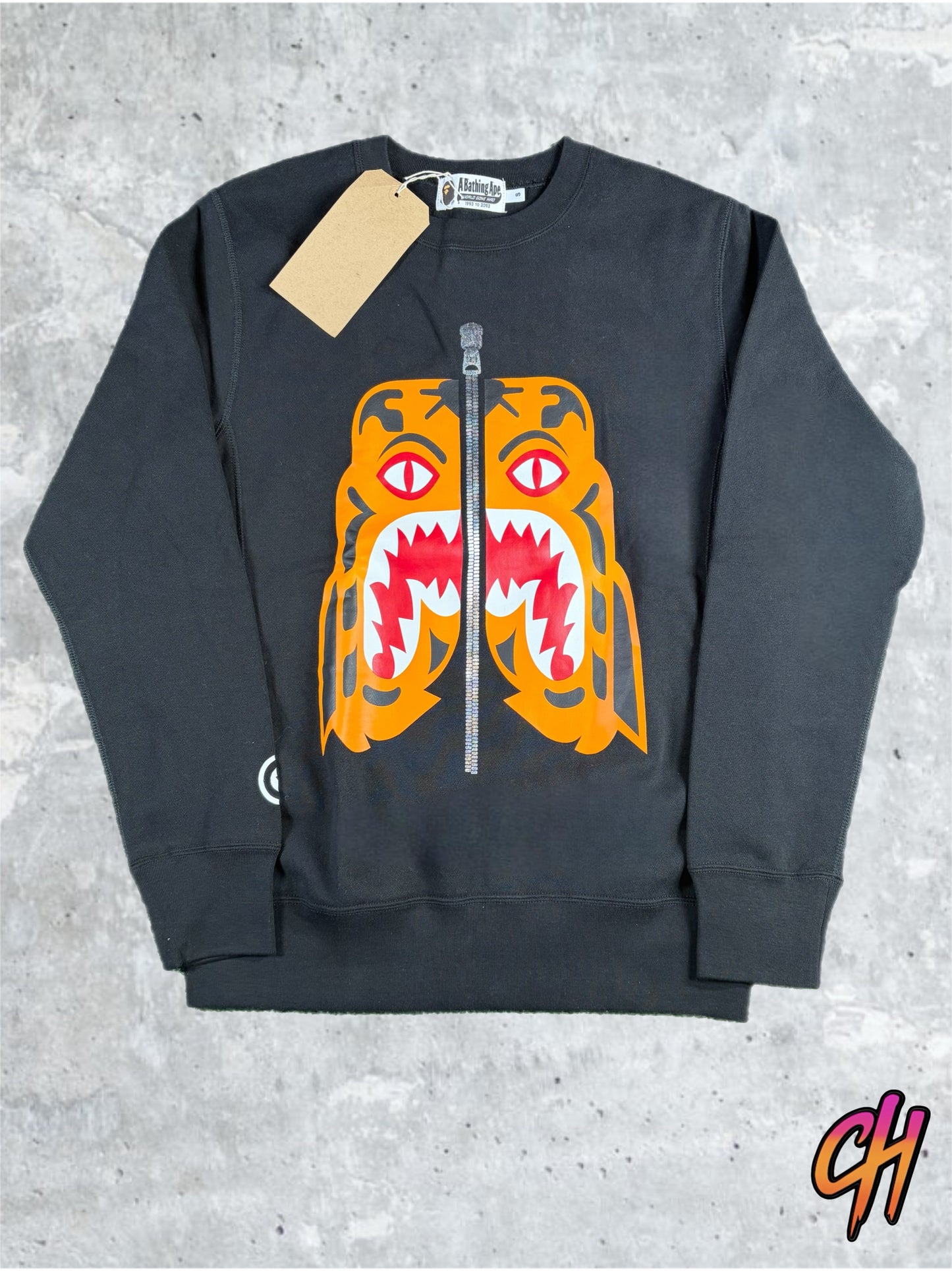 Bape Tiger Black Crewneck Sweater FW21 Size Small