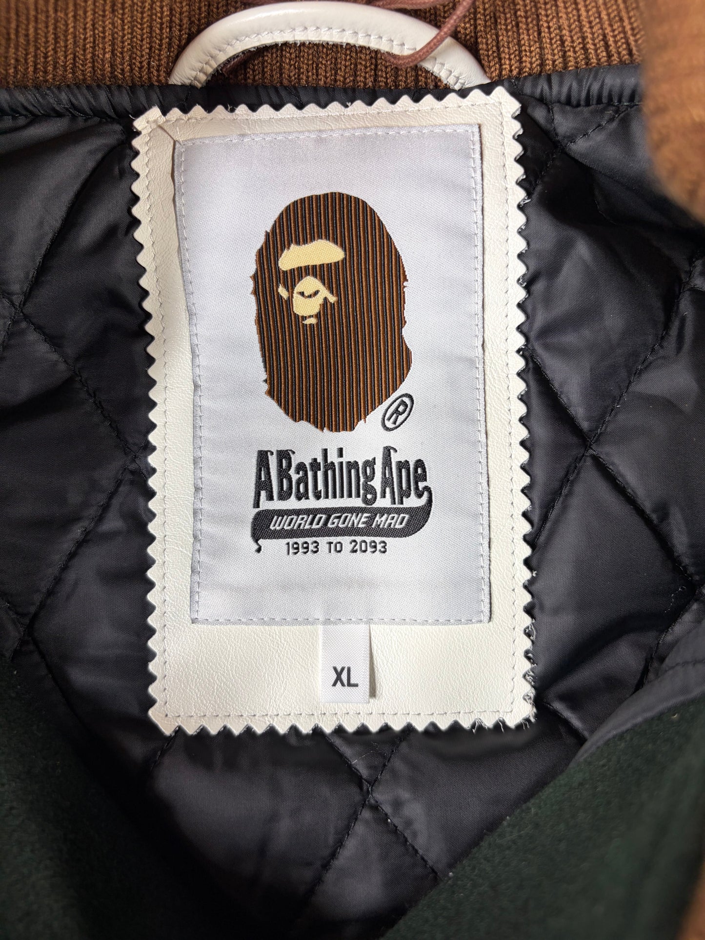 Bape X END. 'Bowling Pins' Green Varsity Jacket Size XL