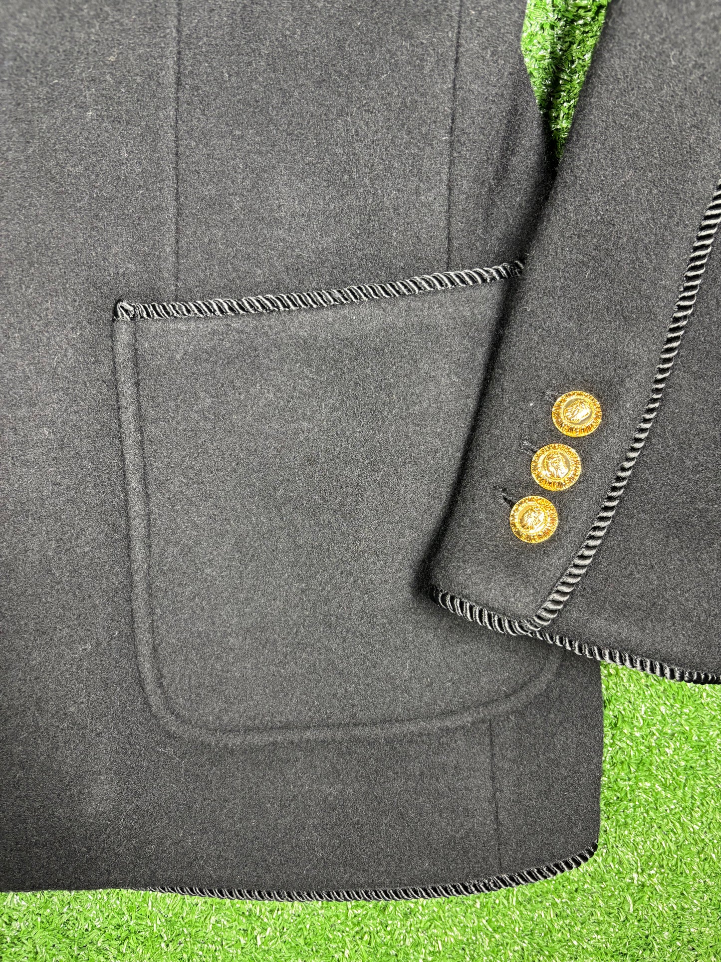 Bape Black Collarless Wool Black Chinese Jacket Size Large (MSRP: $1,000)