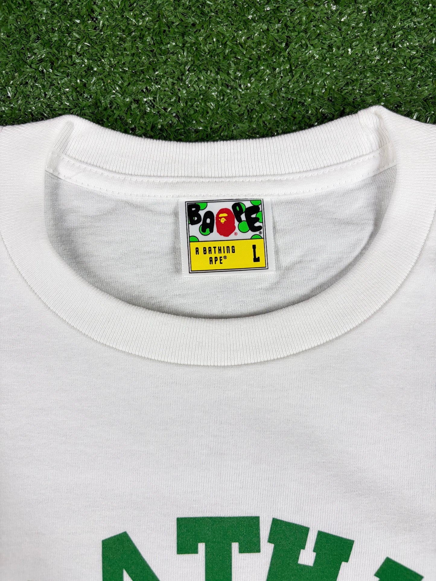 BAPE Christmas College White/Green T-Shirt Size Medium
