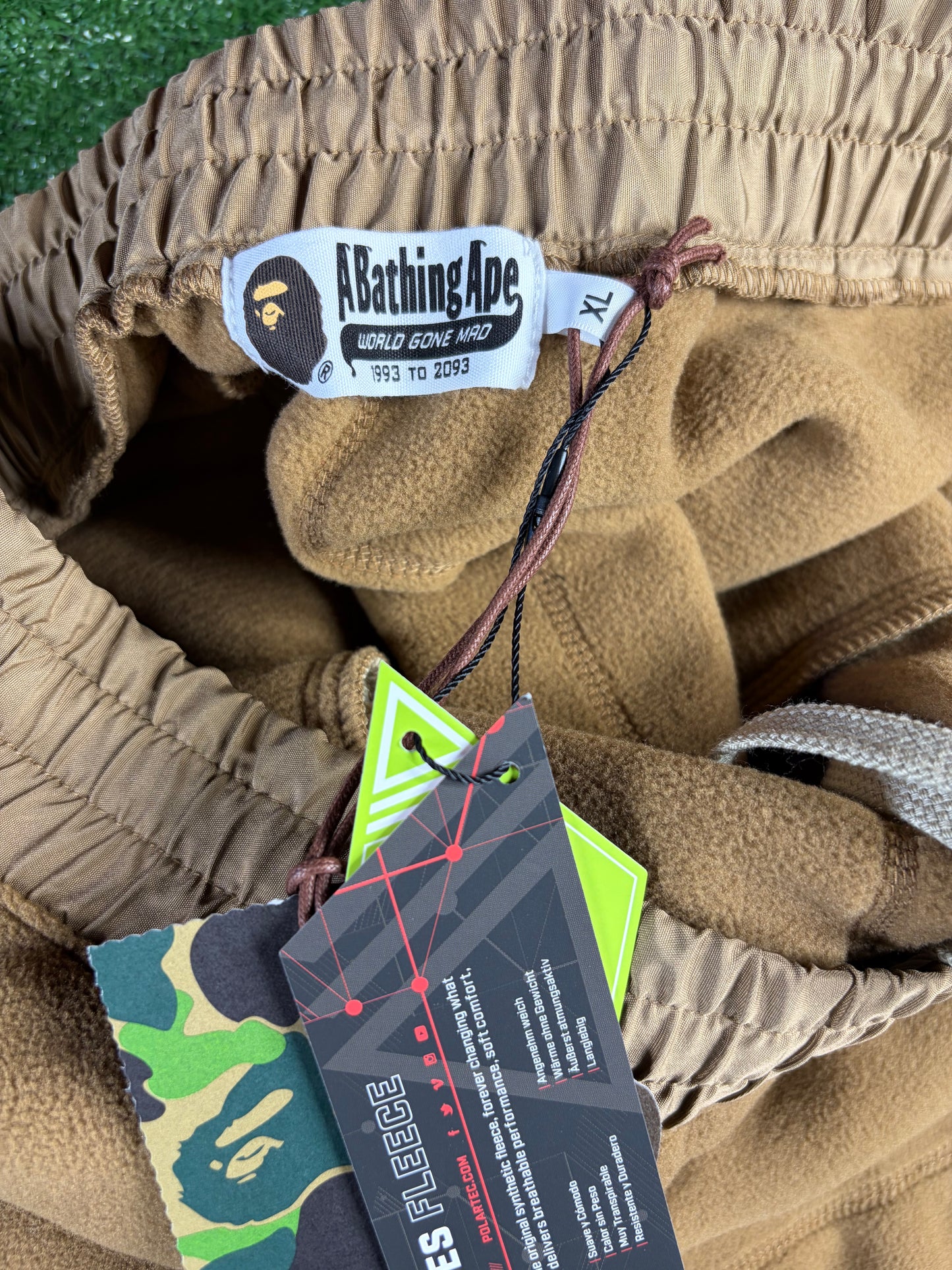 BAPE PolarTech Fleece Beige Drawstring Pants Size Large