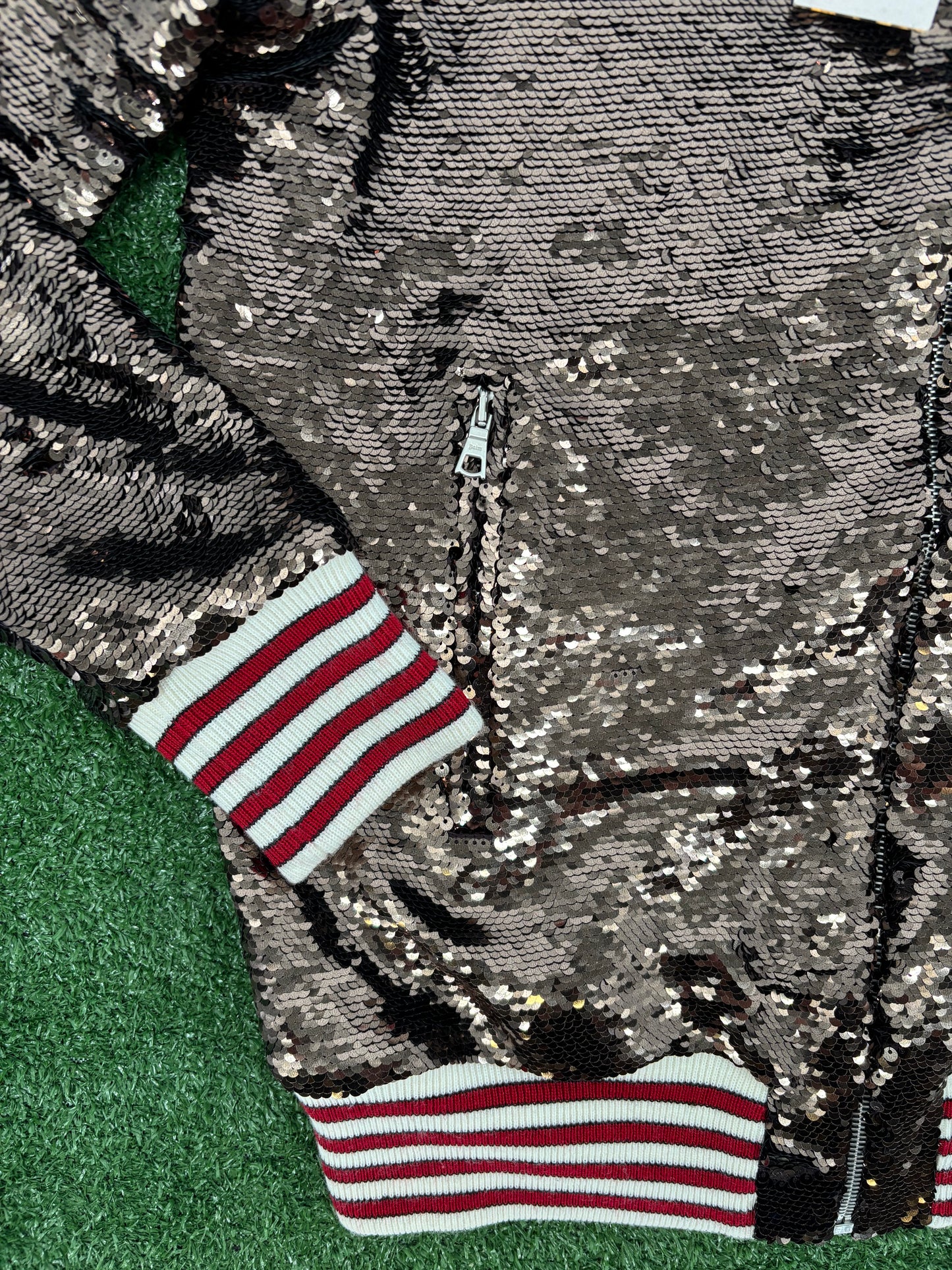 Palm Angels Women Brown Sequined Track Jacket Size Medium (MSRP: $707.00)