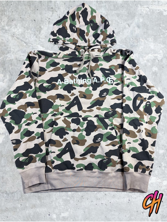 BAPE x A.P.C. Beige Camo Pullover Hoodie Size XXXL