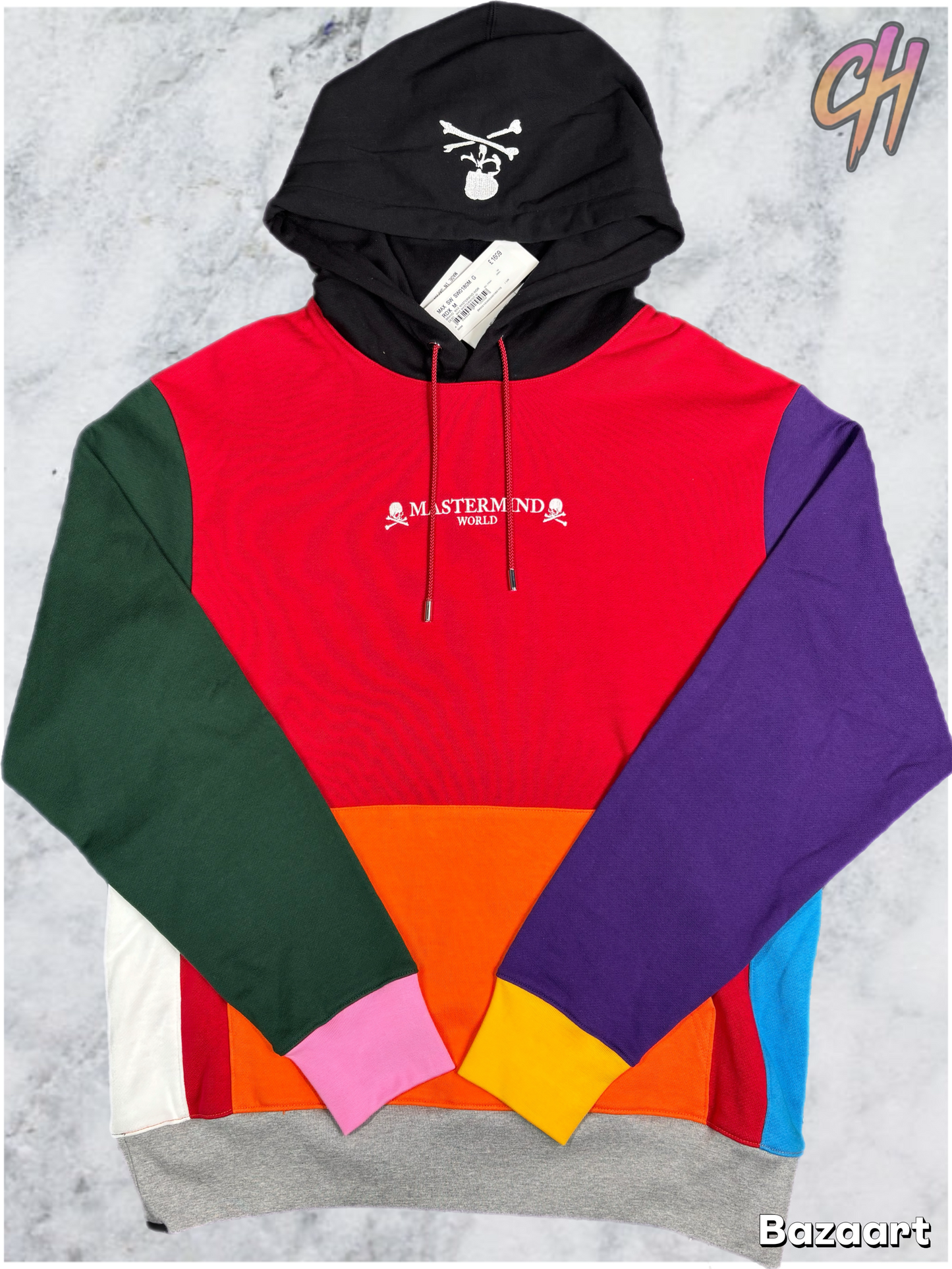 Mastermind World Vs. Bape Multi-Colored Red Hoodie Size Medium