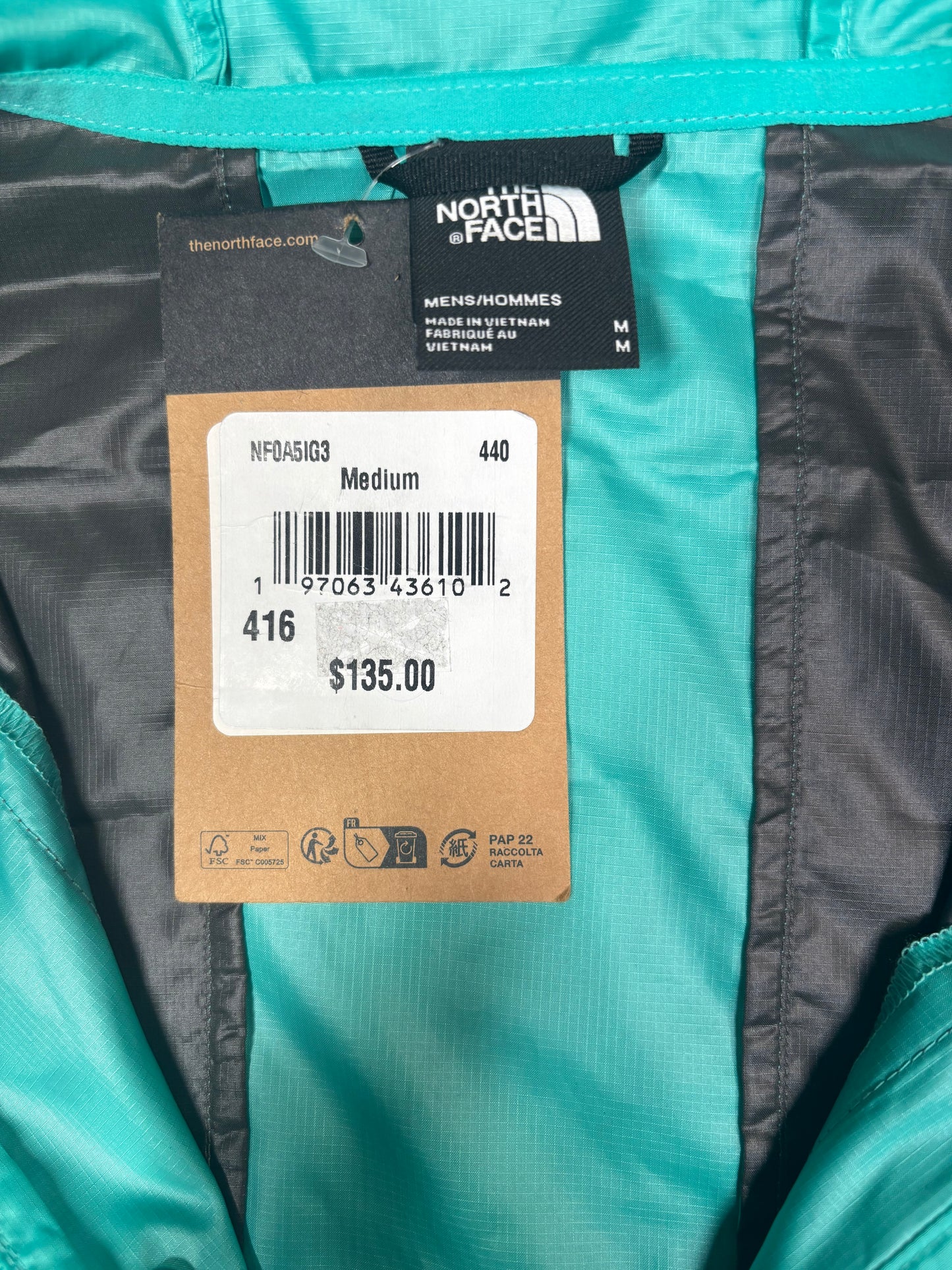 North Face Turqoise Mountain Jacket Size Medium Brand New