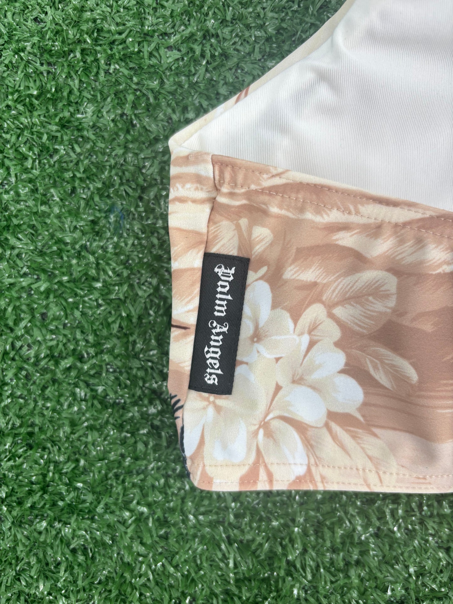 Palm Angels Women's Hawain Dream Beige Bikini Top Size Medium