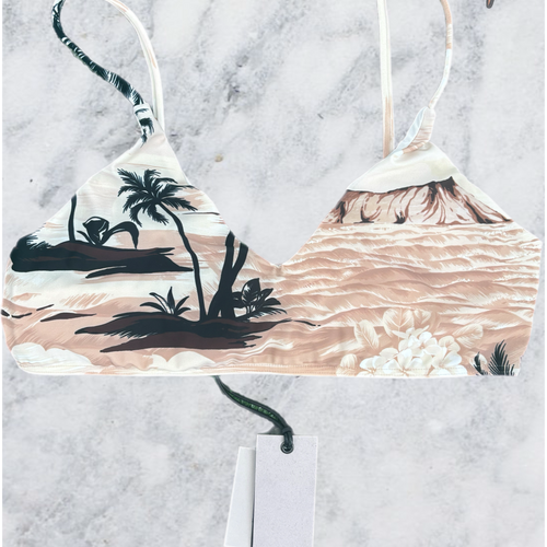 Palm Angels Women's Hawain Dream Beige Bikini Top Size Large