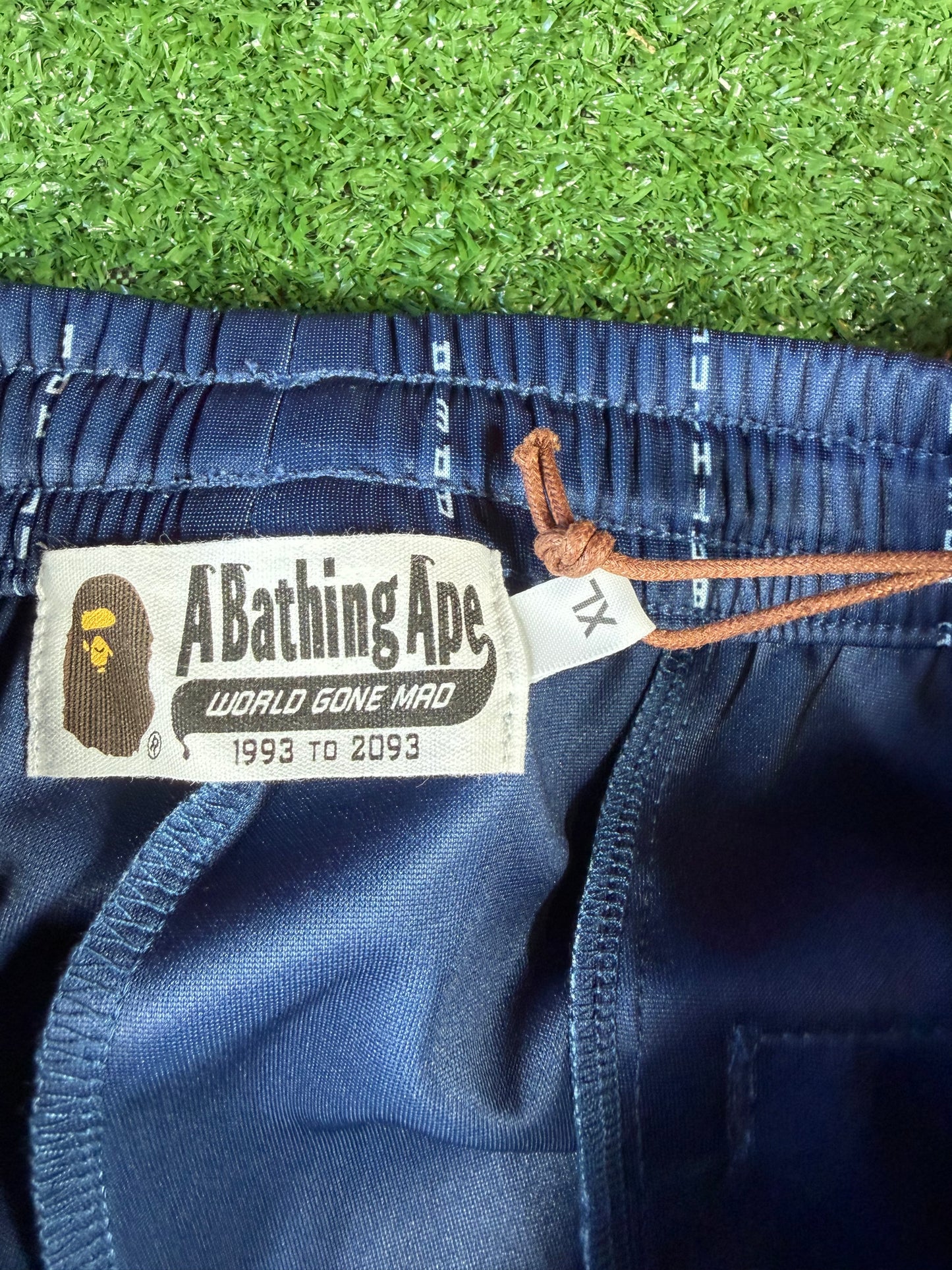 BAPE Text Stripe Jersey Navy Track Pants Navy Size XL