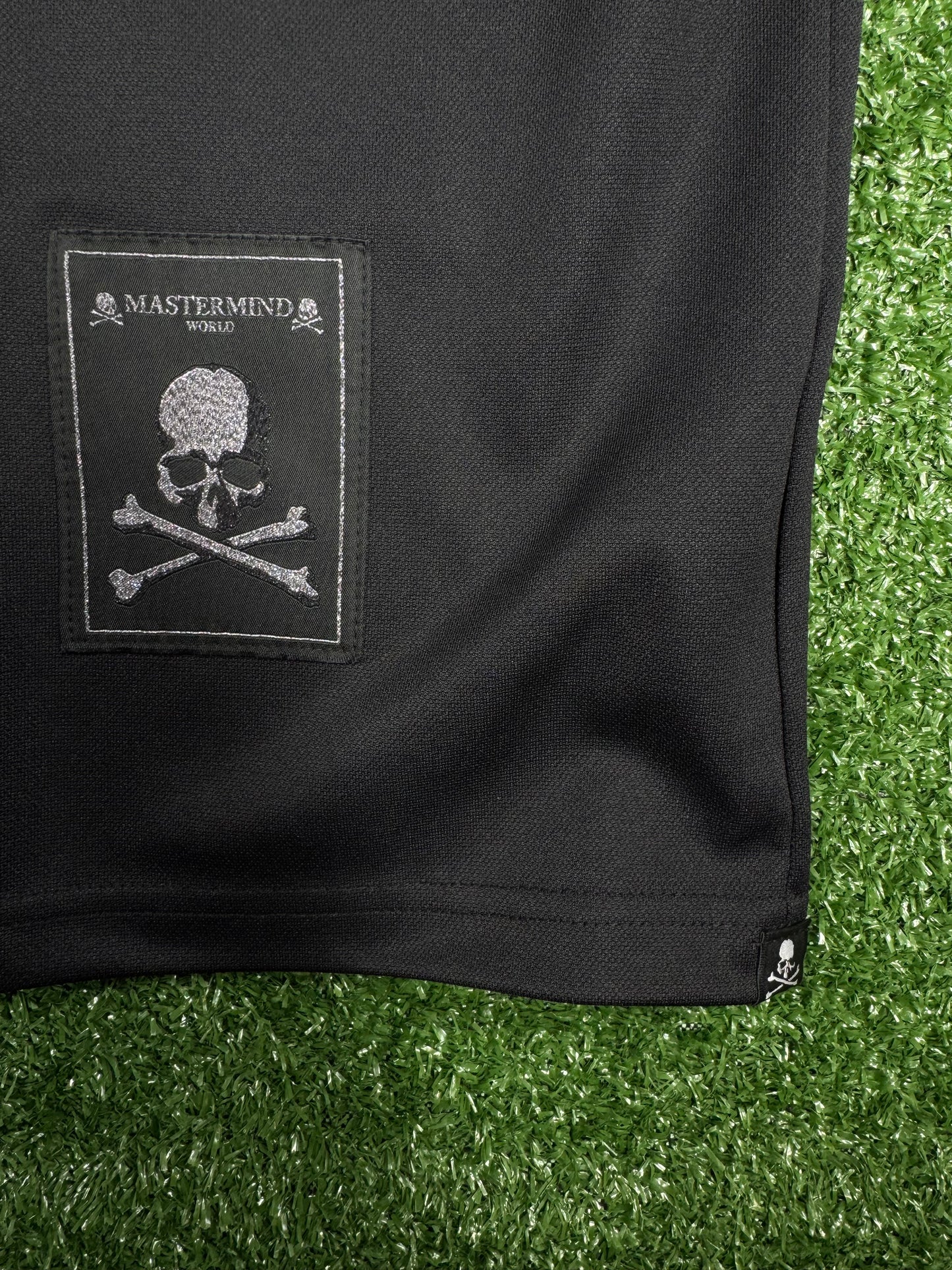 Mastermind Vs. Bape Jacquard Tape Black T-Shirt Size Large (MSRP:$409.00)