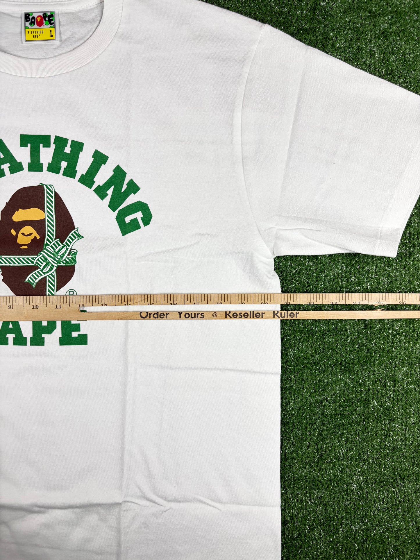 BAPE Christmas College White/Green T-Shirt Size Medium