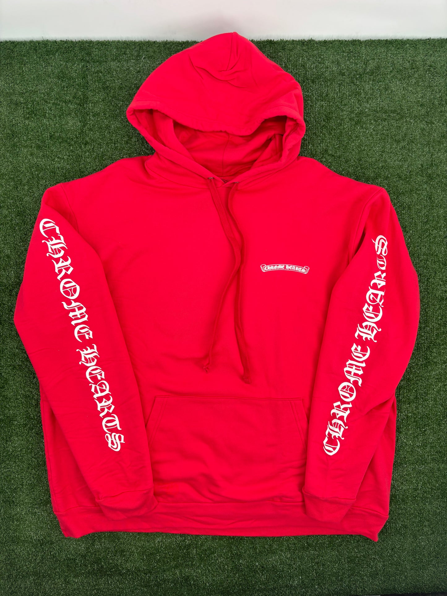 Chrome Hearts "Scroll Logo" Red Pullover Hoodie Size XXL