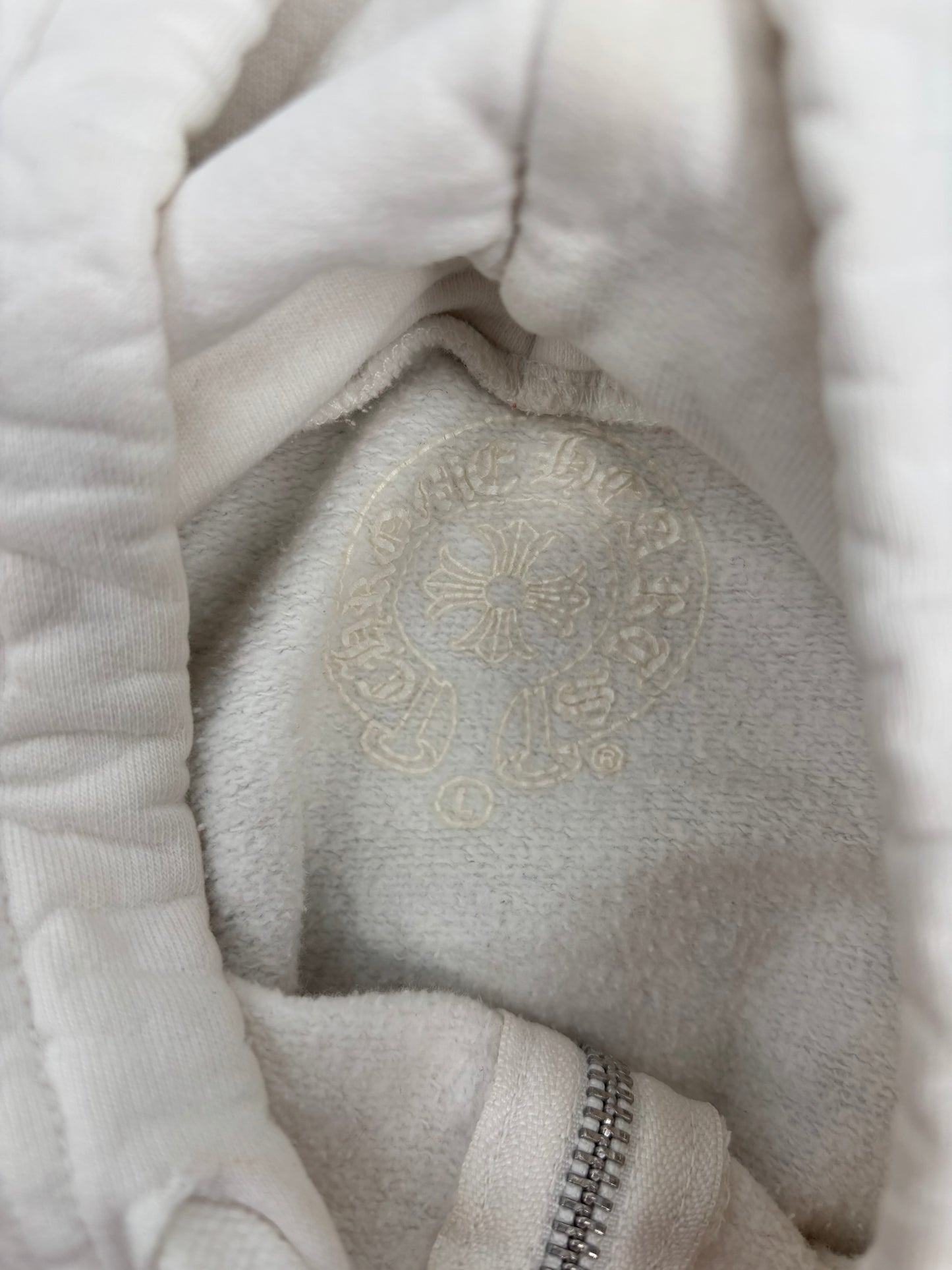 Chrome Hearts "F You' T-Bar Logo White Zip-Up Hoodie Size Large