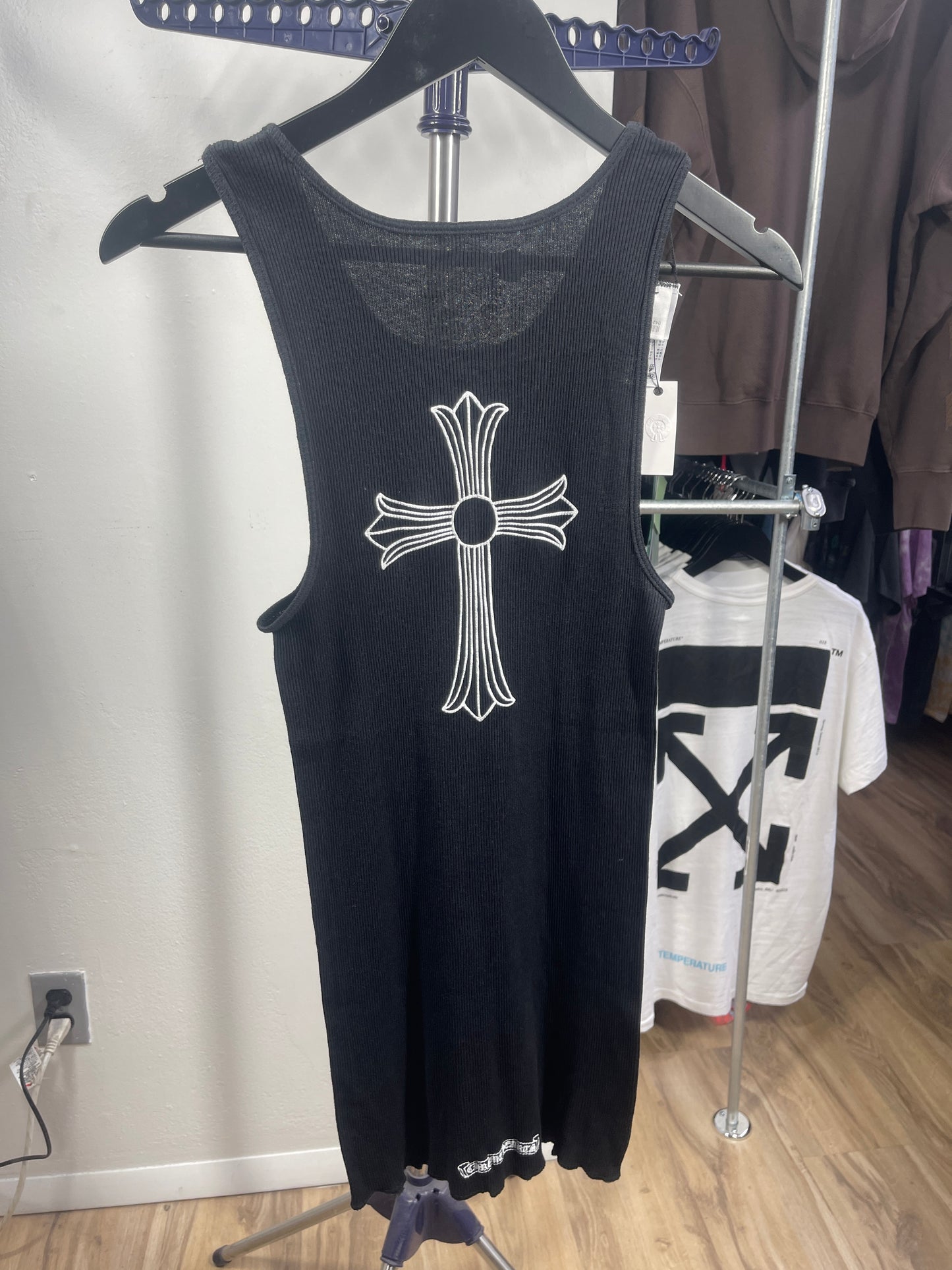 Chrome Hearts T-Bar Cross Logo Black Tank Top - Size Large