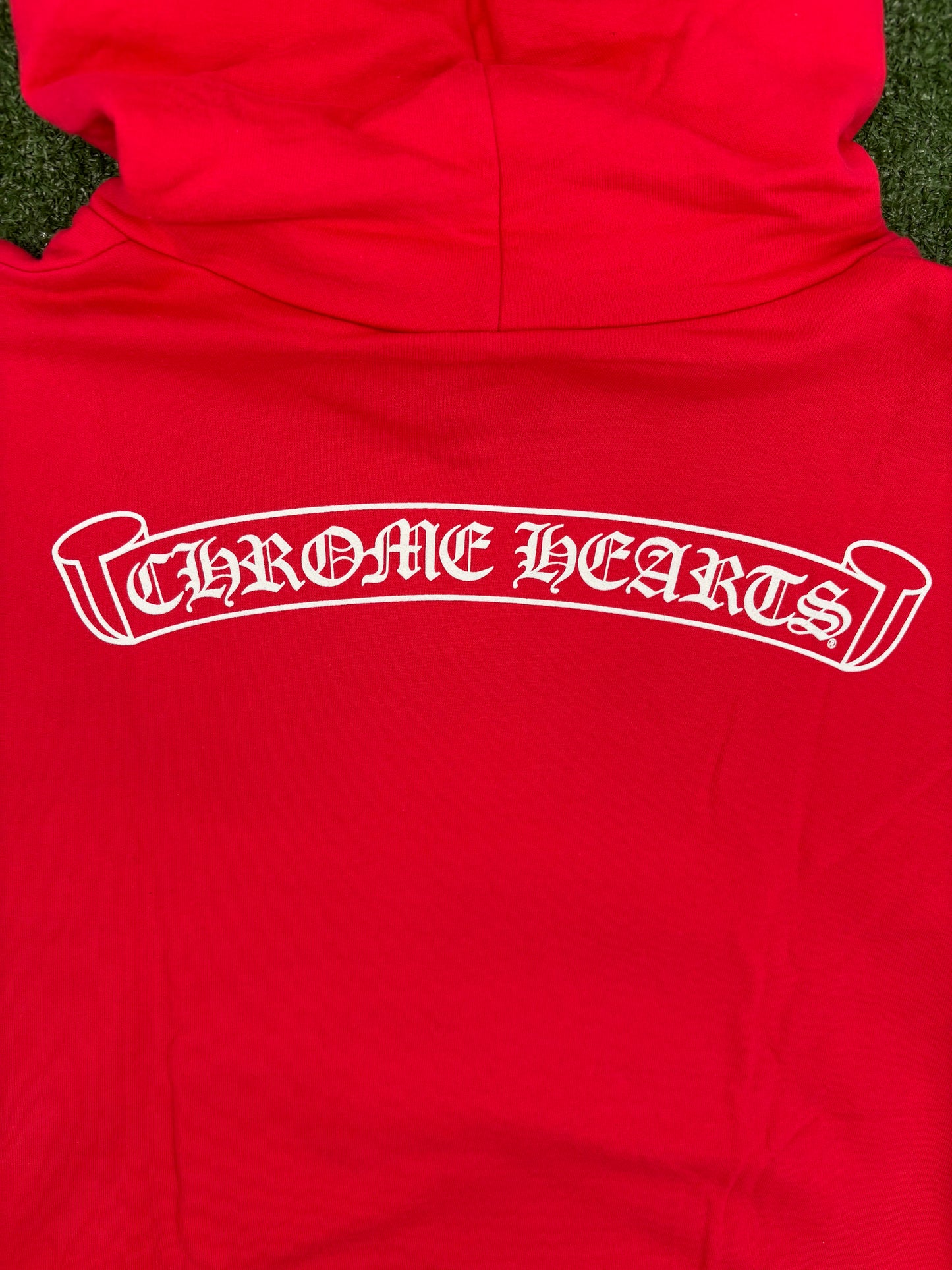 Chrome Hearts "Scroll Logo" Red Pullover Hoodie Size XXL