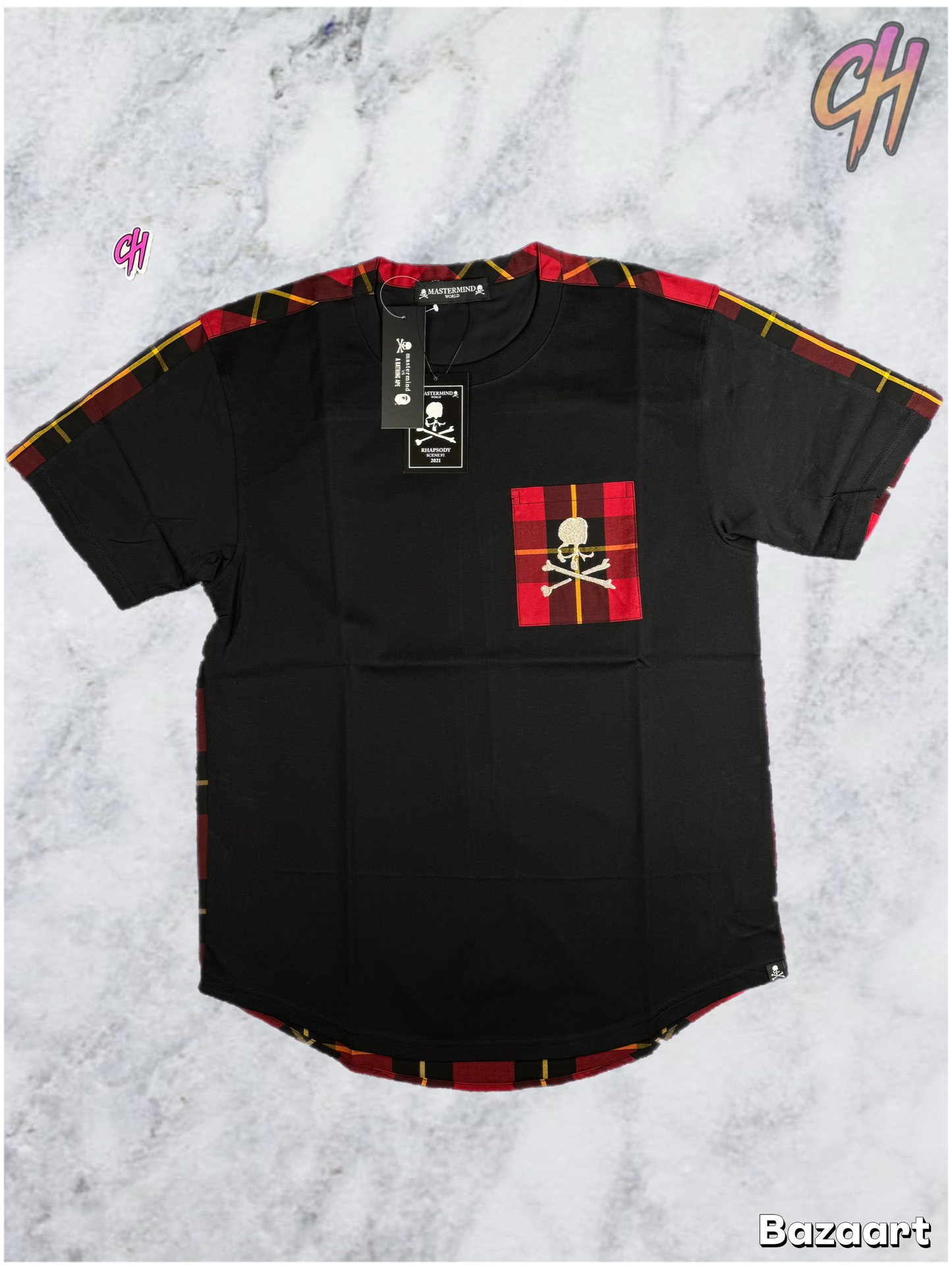 Mastermind Vs. Bape Red 2-Color Check T-Shirt Size Small