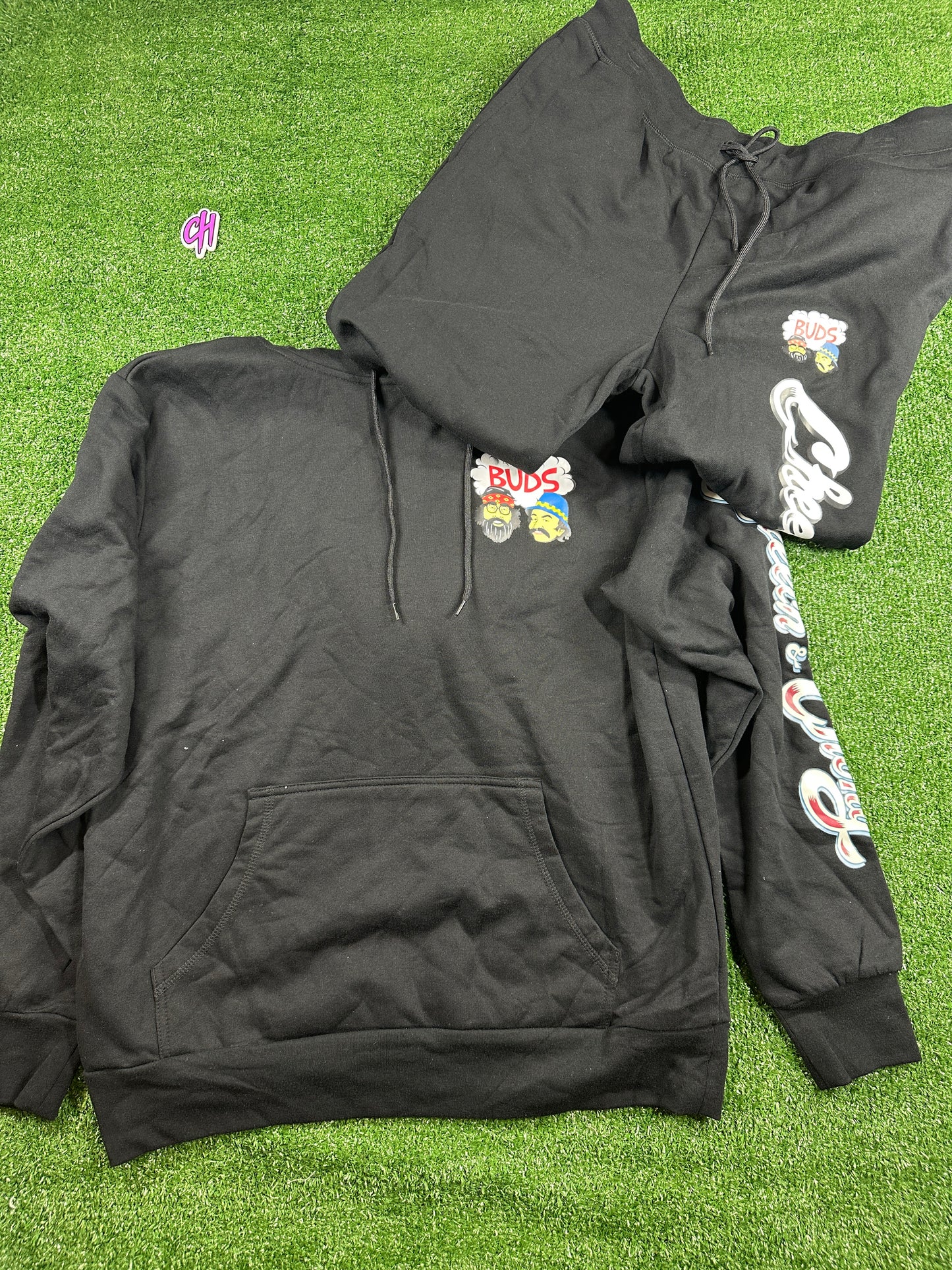 Cheech & Chong Official Merch Full Black Sweatsuit - Size Medium