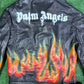 Palm Angels Burning Perfecto Logo Leather Jacket Size Small (MSRP:$3,590)