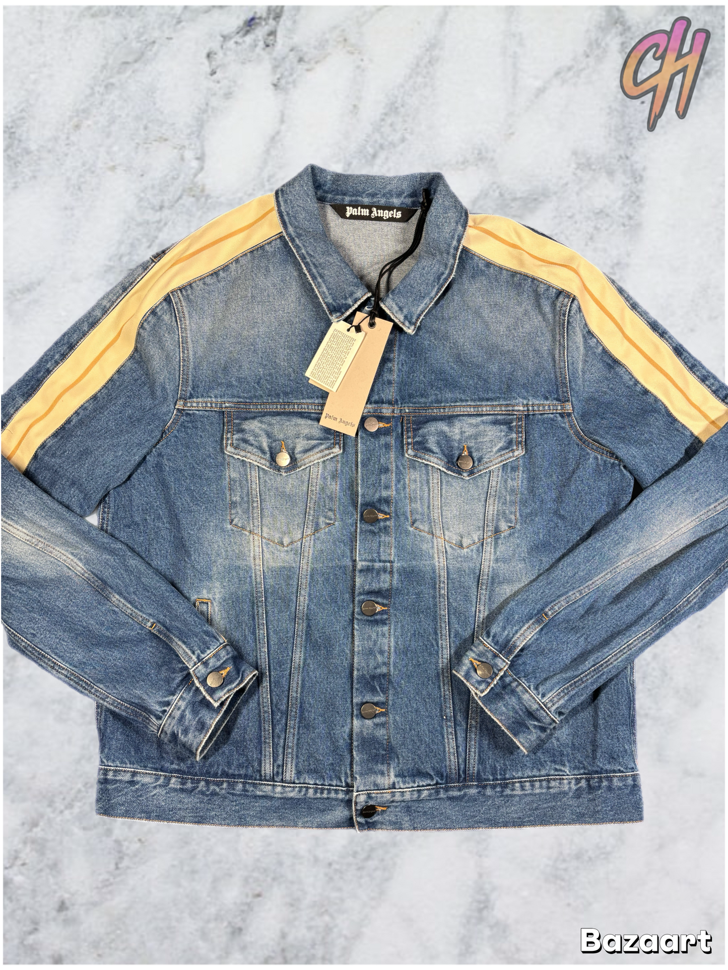Palm Angels Indigo Track Denim Jacket Size XL (MSRP: $825)