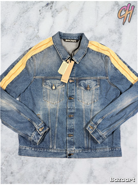 Palm Angels Indigo Track Denim Jacket Size XL (MSRP: $825)