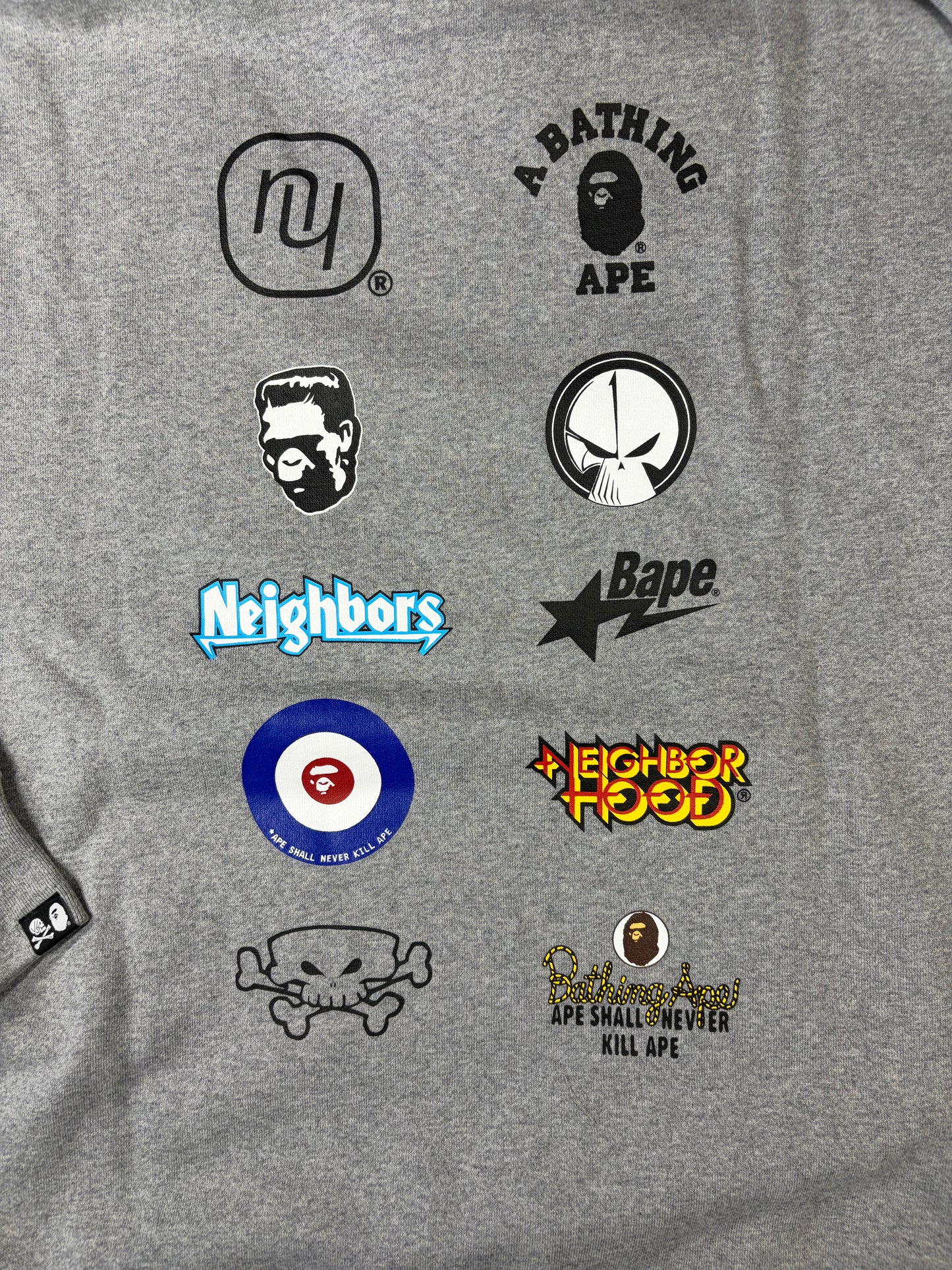 BAPE x Neighborhood Relaxed Fit Grey Pullover Hoodie Large