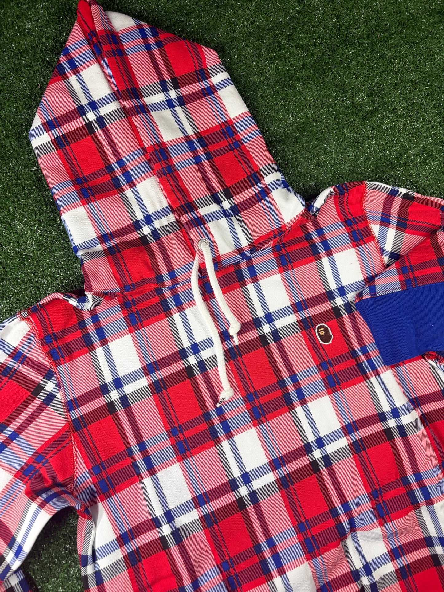 Bape London Plaid Check Wide Pullover Hoodie Size XXL