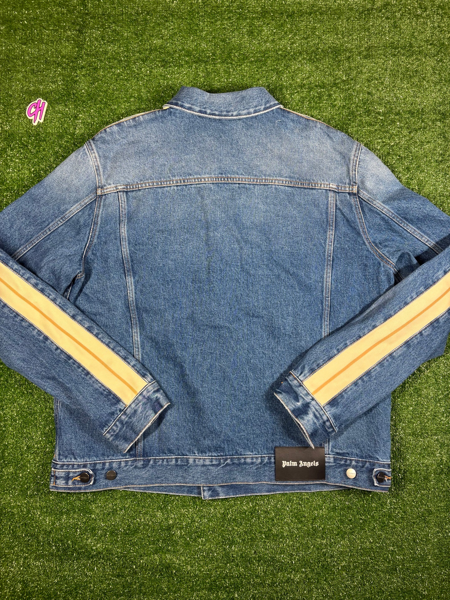 Palm Angels Indigo Track Denim Jacket Size XL (MSRP: $825)
