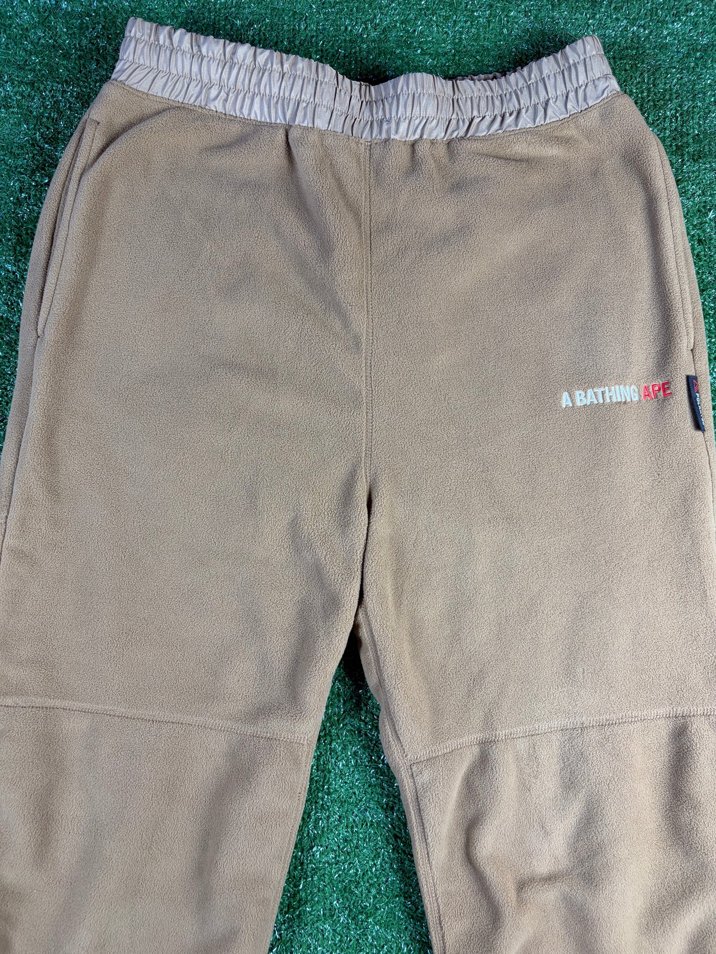 BAPE PolarTech Fleece Beige Drawstring Pants Size Large