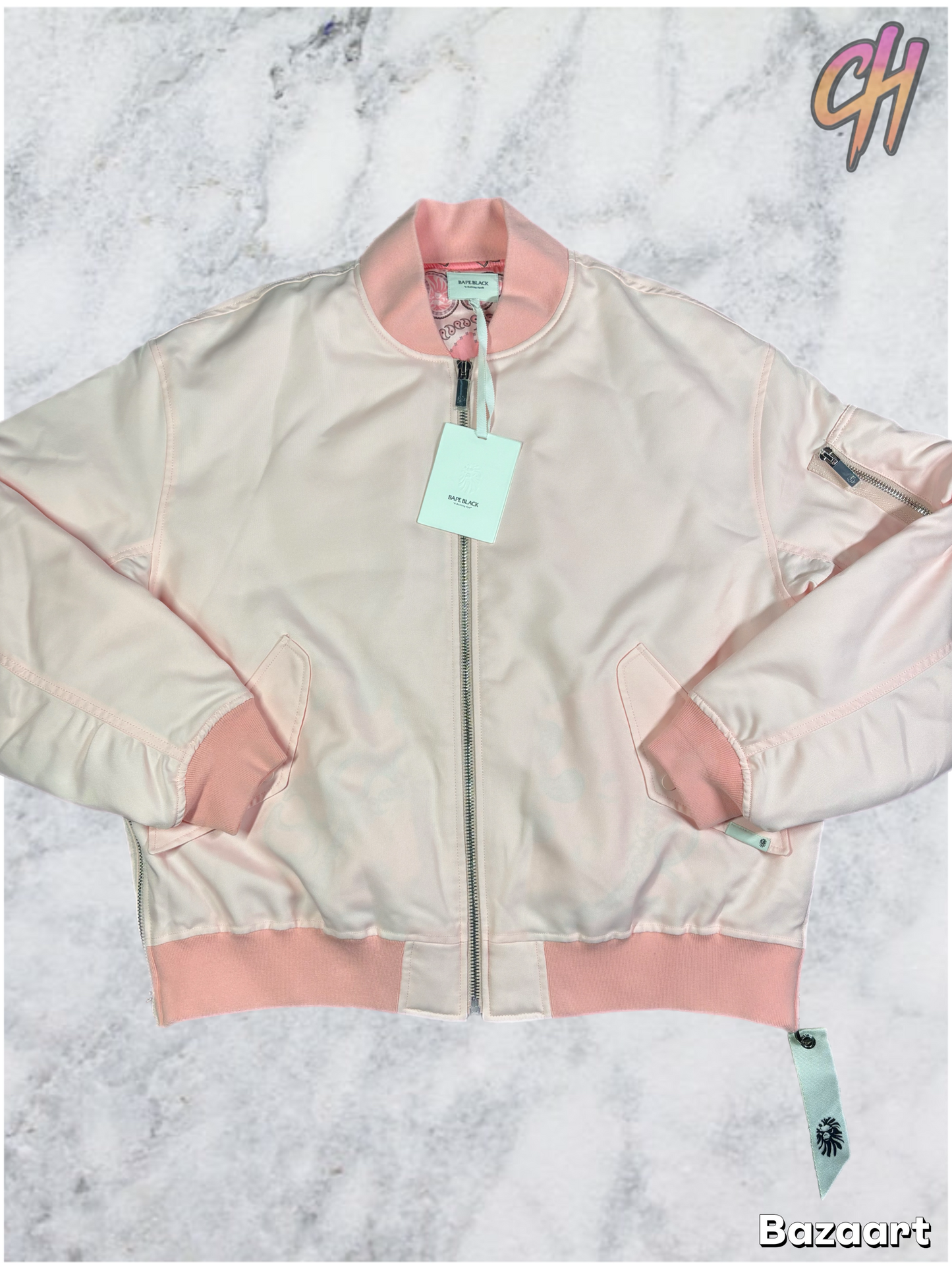 Bape Black Pink Satin Bomber Jacket Size XL (MSRP: $900)