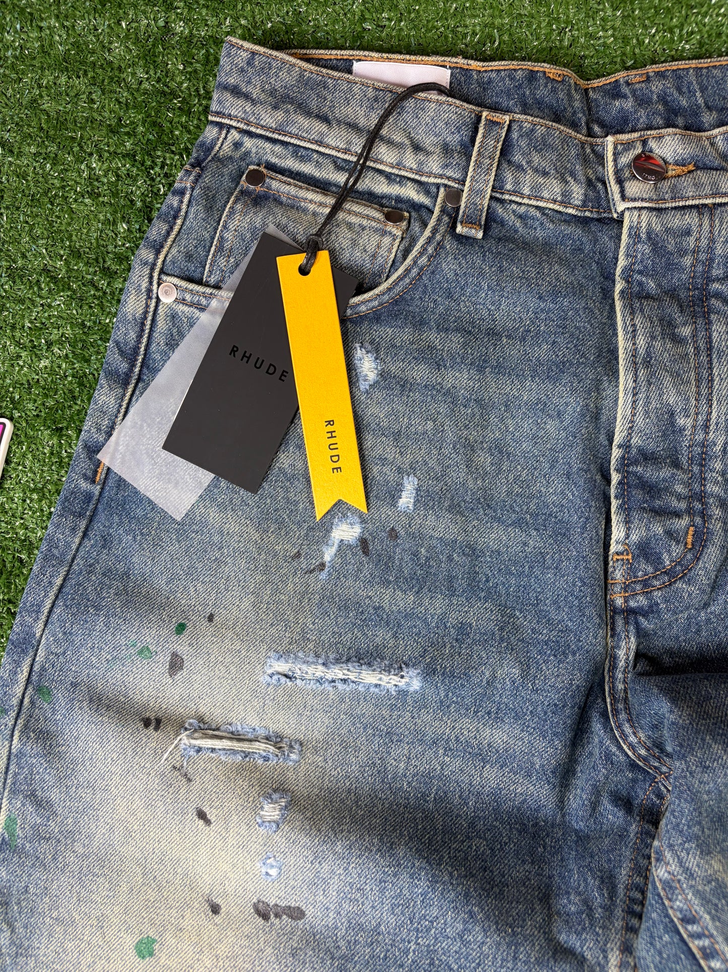 RHUDE Authentic Wide Leg Denim Indigo Jeans Mens Size 34 MSRP:$795.00