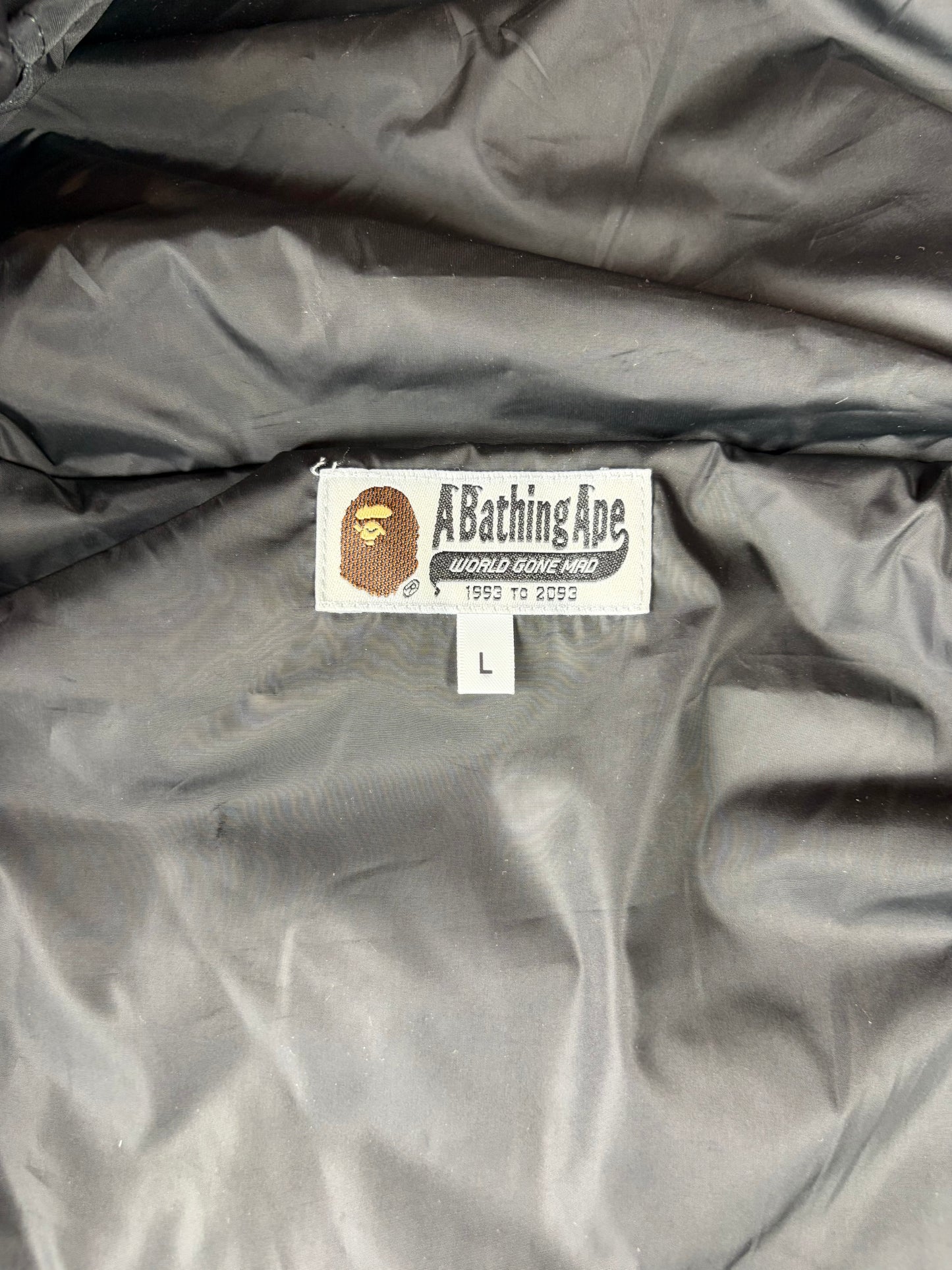 BAPE Text Code Camo Hooded Black Jacket Size Medium