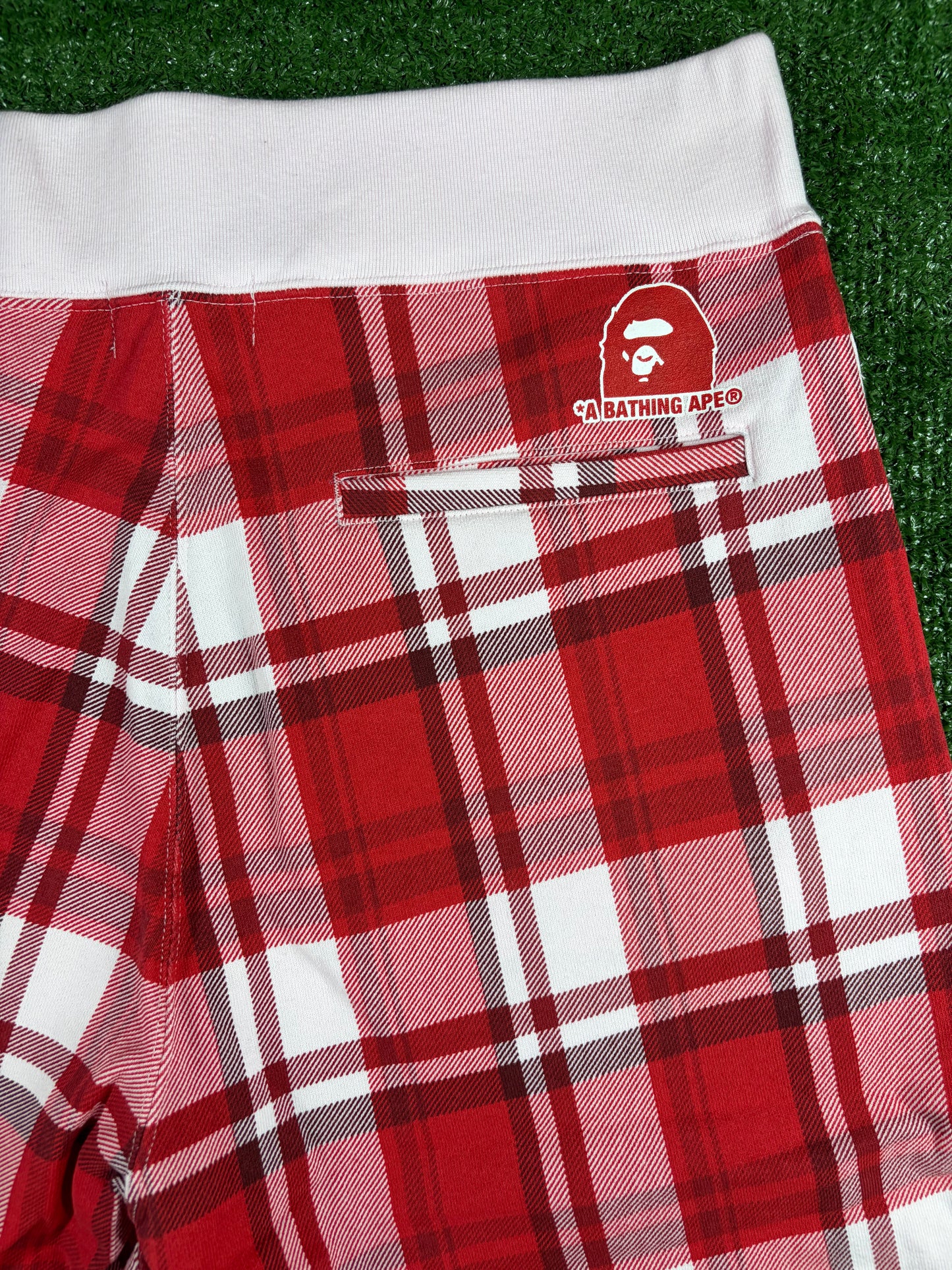 BAPE London Exculsive Red Check Sweatshorts Size XL