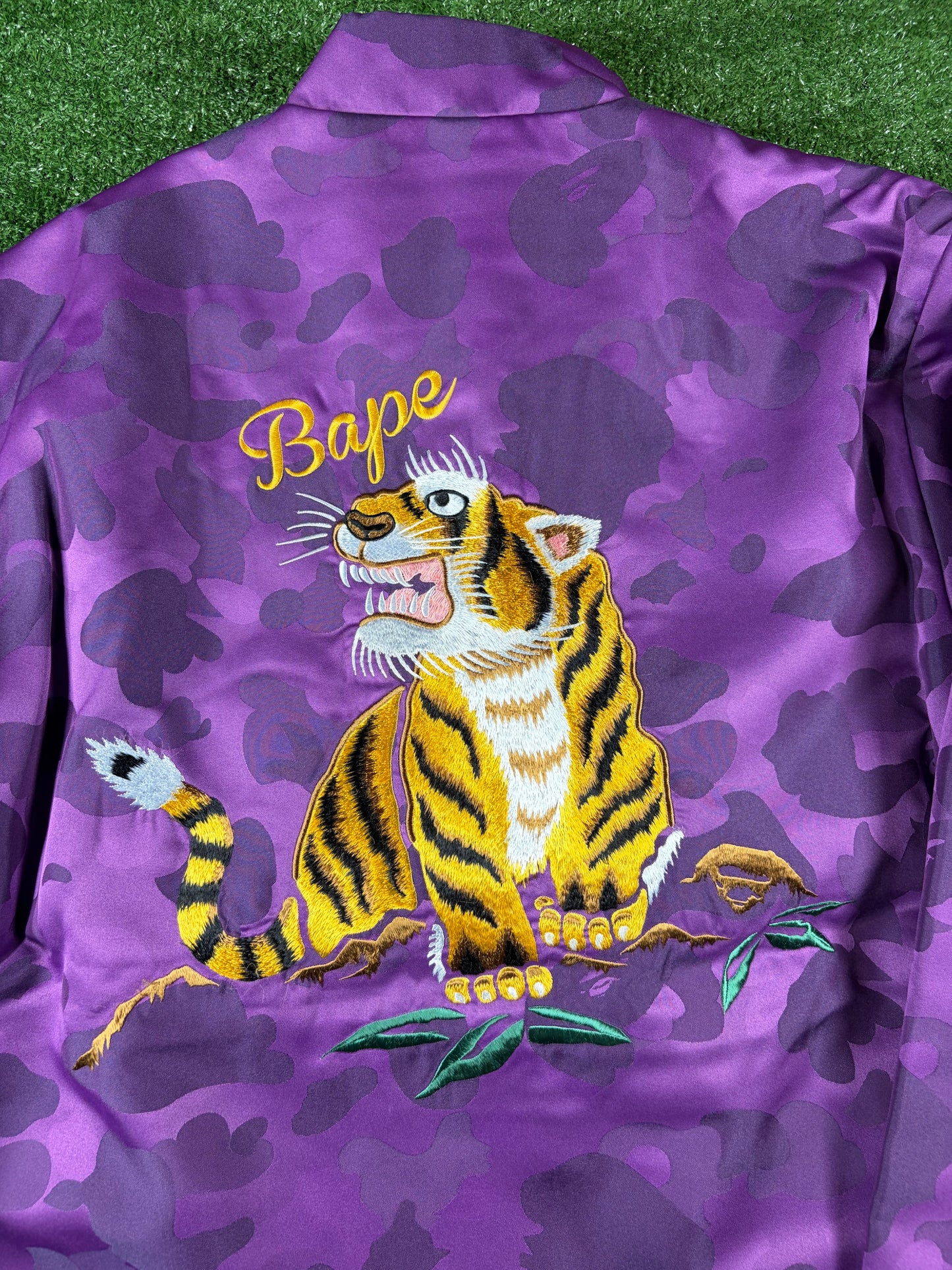 Bape Purple Camo Tiger Padded China Jacket Size Small