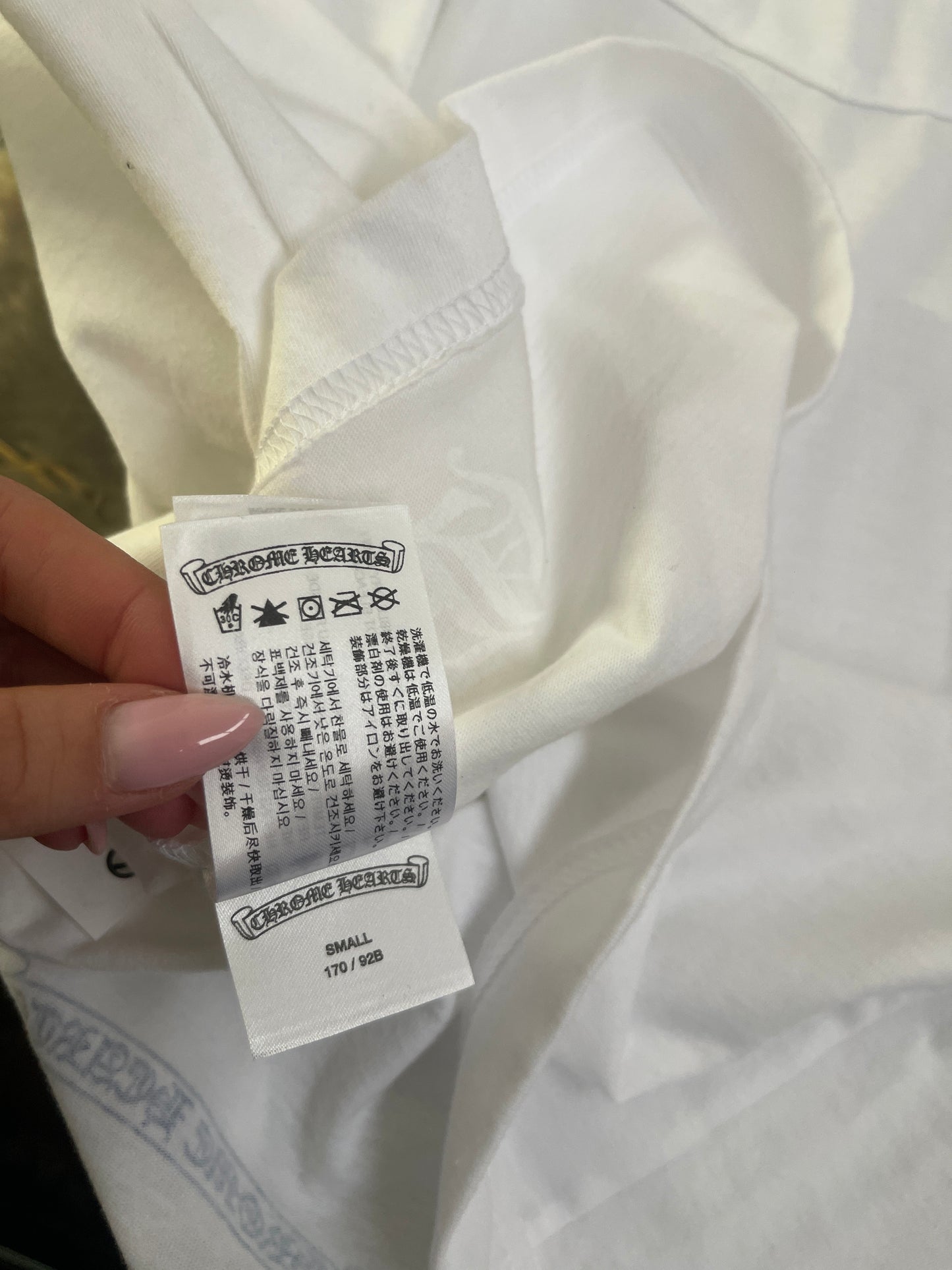 Chrome Hearts Blue Neck Logo White S/S T-Shirt - Men's Small