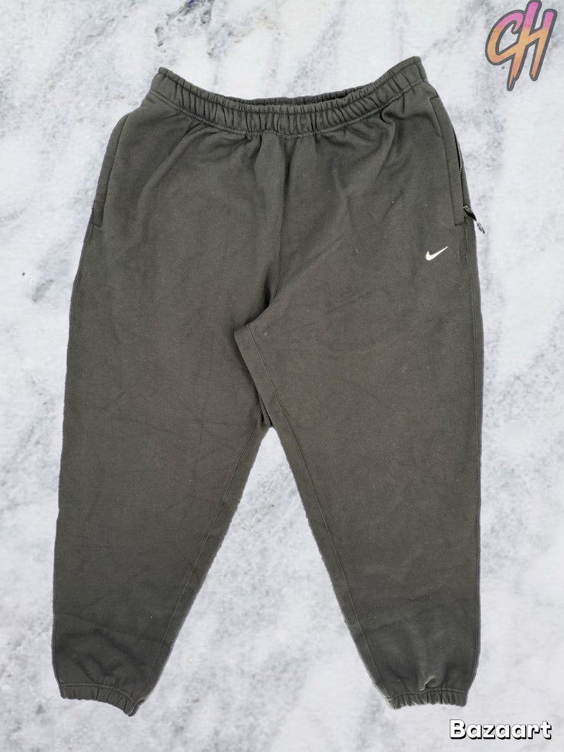 Nike Men's Solo Swoosh Cuffed Black Fleece Sweatpants Size XL