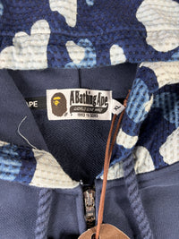 Bape X Sashiko Navy Camo Relaxed Full-Zip Hoodie Size Large