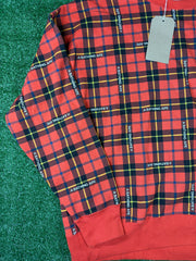 BAPE Logo Check Red Loose Fit Crewneck Sweater Size MD