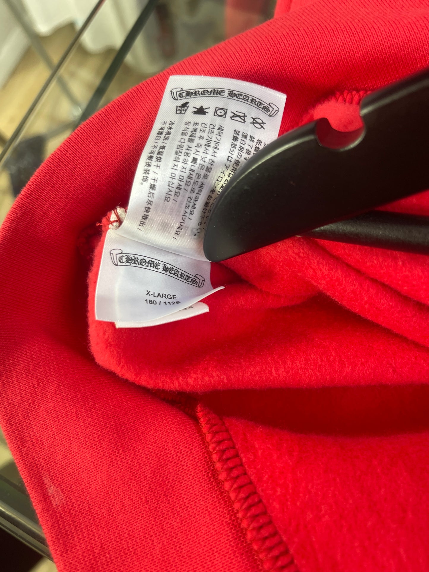 Chrome Hearts Scroll Logo Pullover Hoodie “Red” Size XL