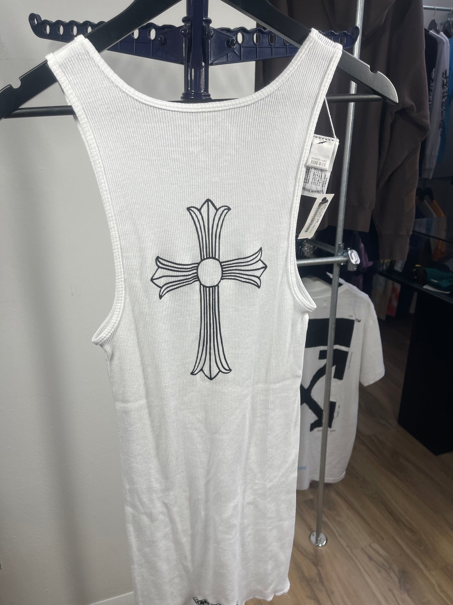Chrome Hearts T-Bar Cross Logo White Tank Top - Size Large