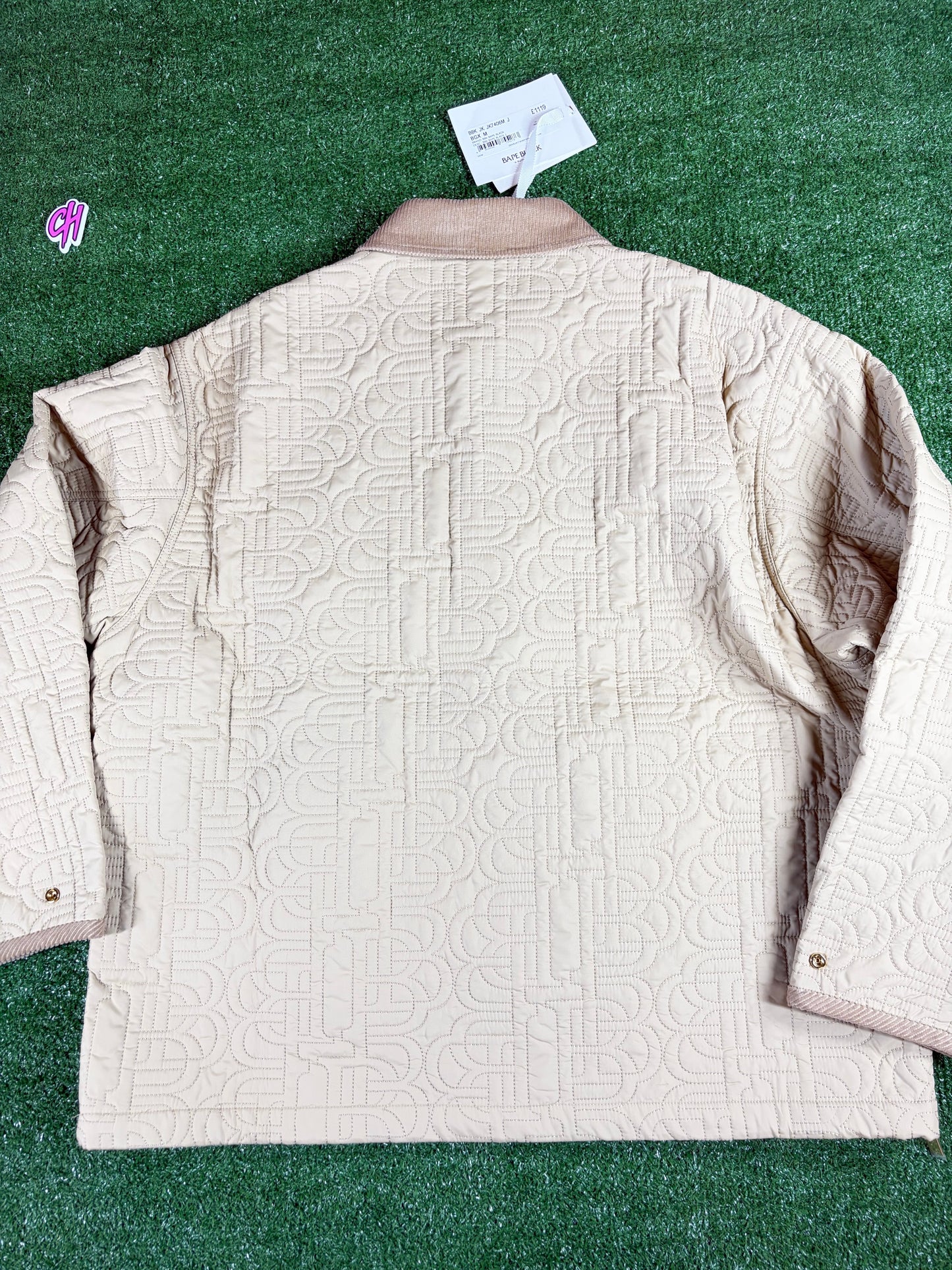 Bape Black Beige Quilted Collared Jacket Size Medium