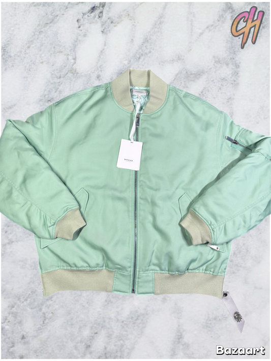 Bape Black Teal Satin Bomber Jacket Size Large (MSRP: $900.00)