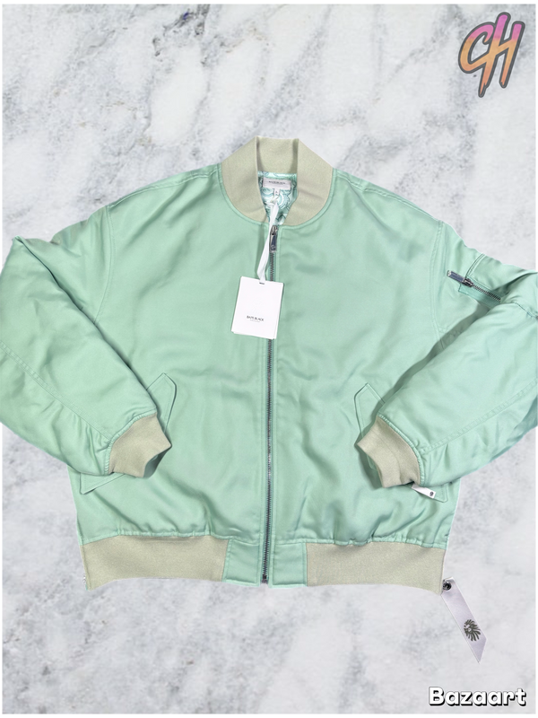 Bape Black Teal Satin Bomber Jacket Size Large (MSRP: $900.00)