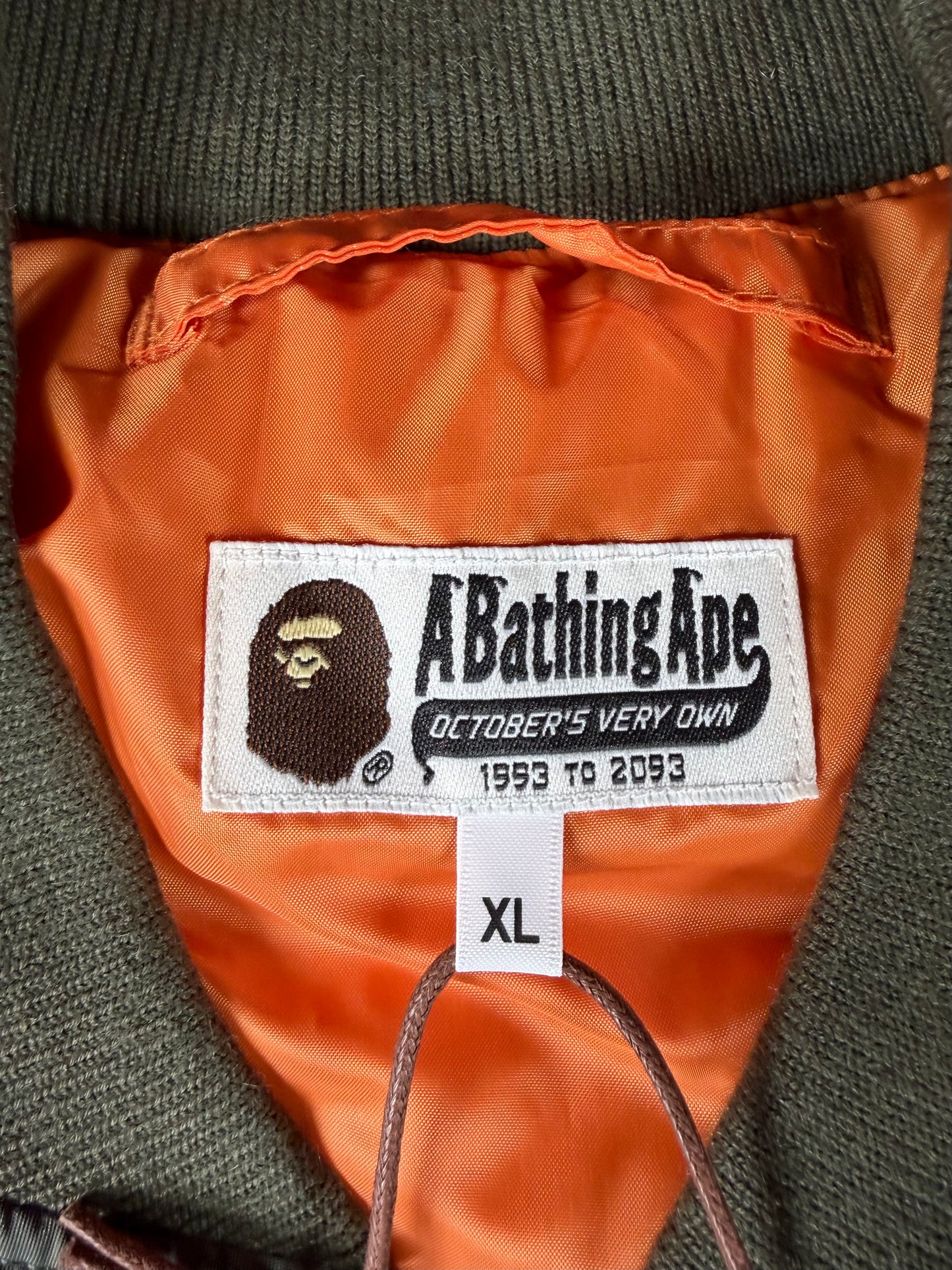 Bape X OVO Dark Green MA-1 Bomber Jacket Size XXL