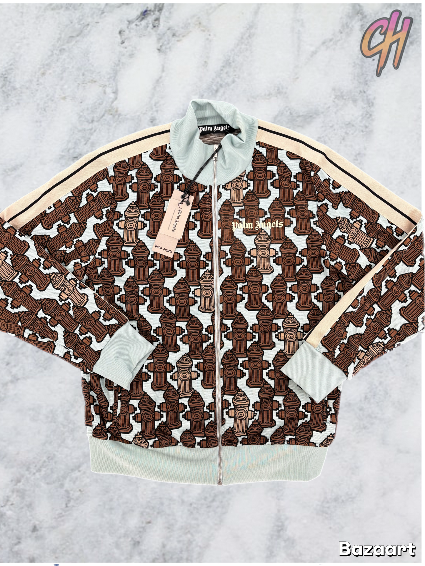 Palm Angels Fire Hydrant Jacquard Track Jacket Size XXL (MSRP: $695.00)
