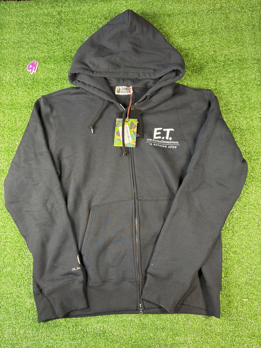 BAPE x E.T. Ape Head Full Zip-Up Black Hoodie XXL