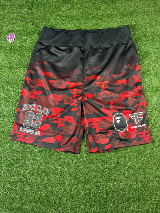 Bape X Faze Clan Red Camo Game Shorts Size XL