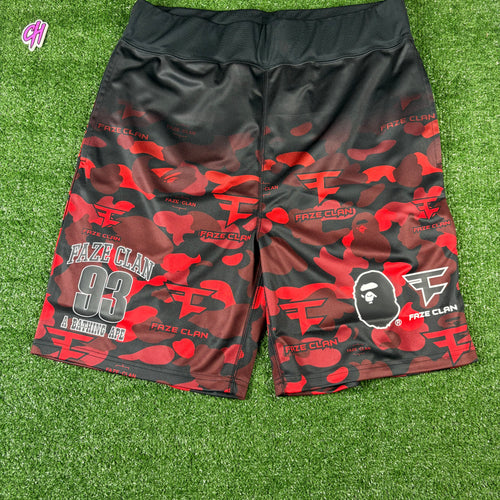 Bape X Faze Clan Red Camo Game Shorts Size Large