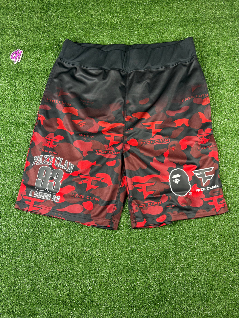 Bape X Faze Clan Red Camo Game Shorts Size Large